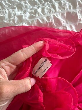 Lovers + Friends Hot Pink Sheer Chiffon Chemise dress